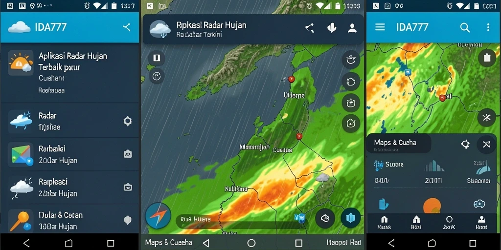 Tampilan antarmuka aplikasi IDA777 yang menampilkan radar hujan secara real-time.