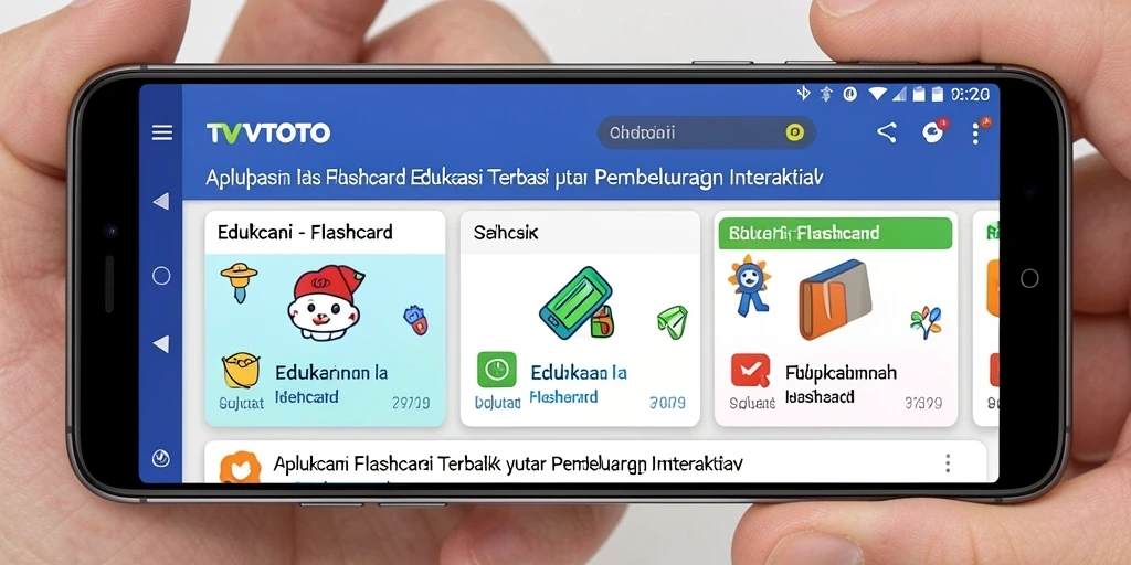Antarmuka aplikasi TVTOTO dengan fungsi Flashcard yang intuitif.